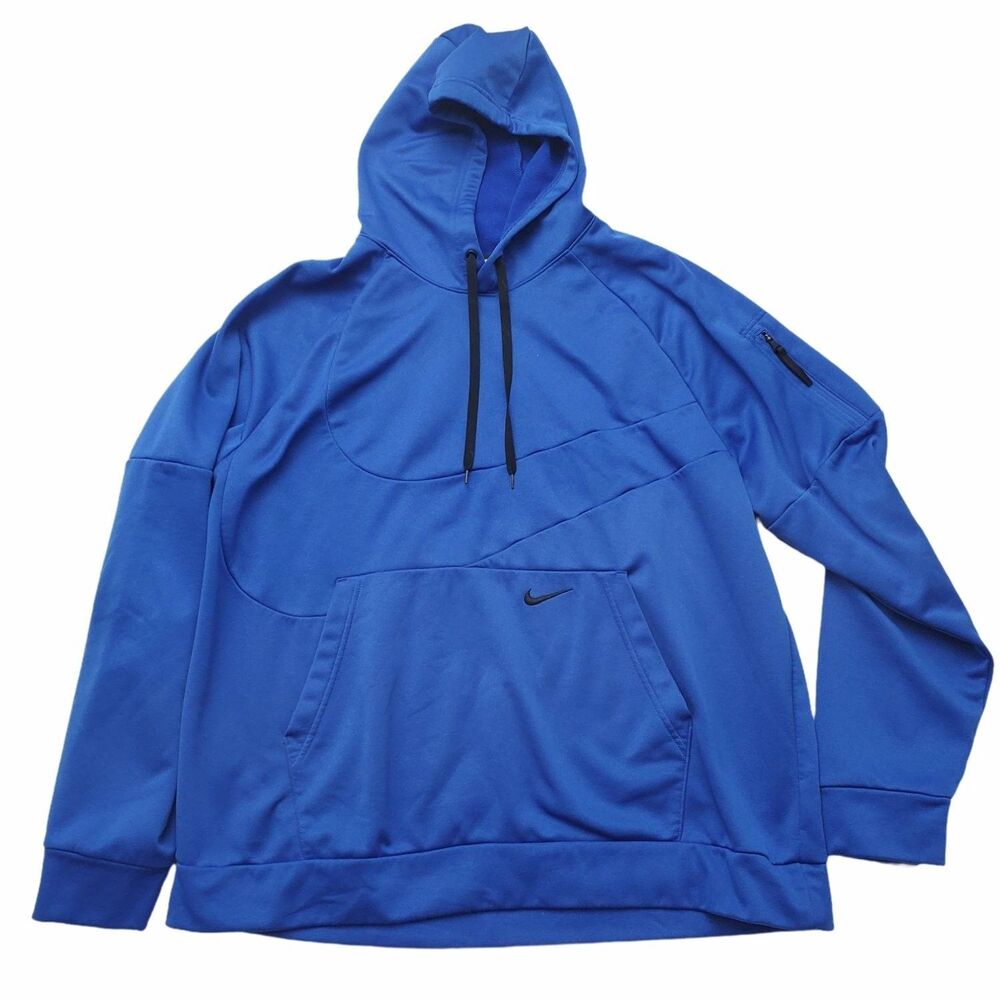 Nike Hoodie Therma-FIT Swoosh Mens XXL Blue Long Sleeve Embroidered Hooded